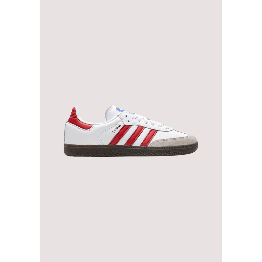 ADI SAMBA OG MENS WHITE RED SHOES