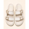 FENDI FEEL CREAM FF BUCKLE EMBOSSED SANDAL