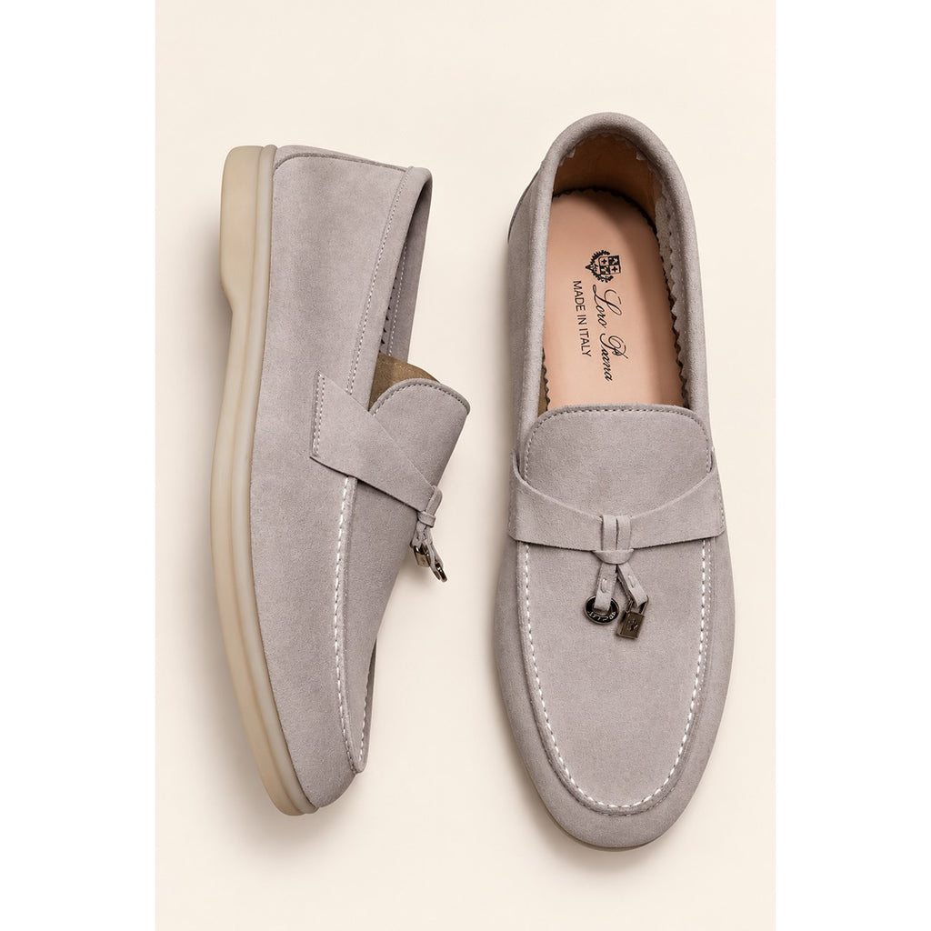 LORO PIANA MENS CHARM BEIGE LOAFER SUEDE