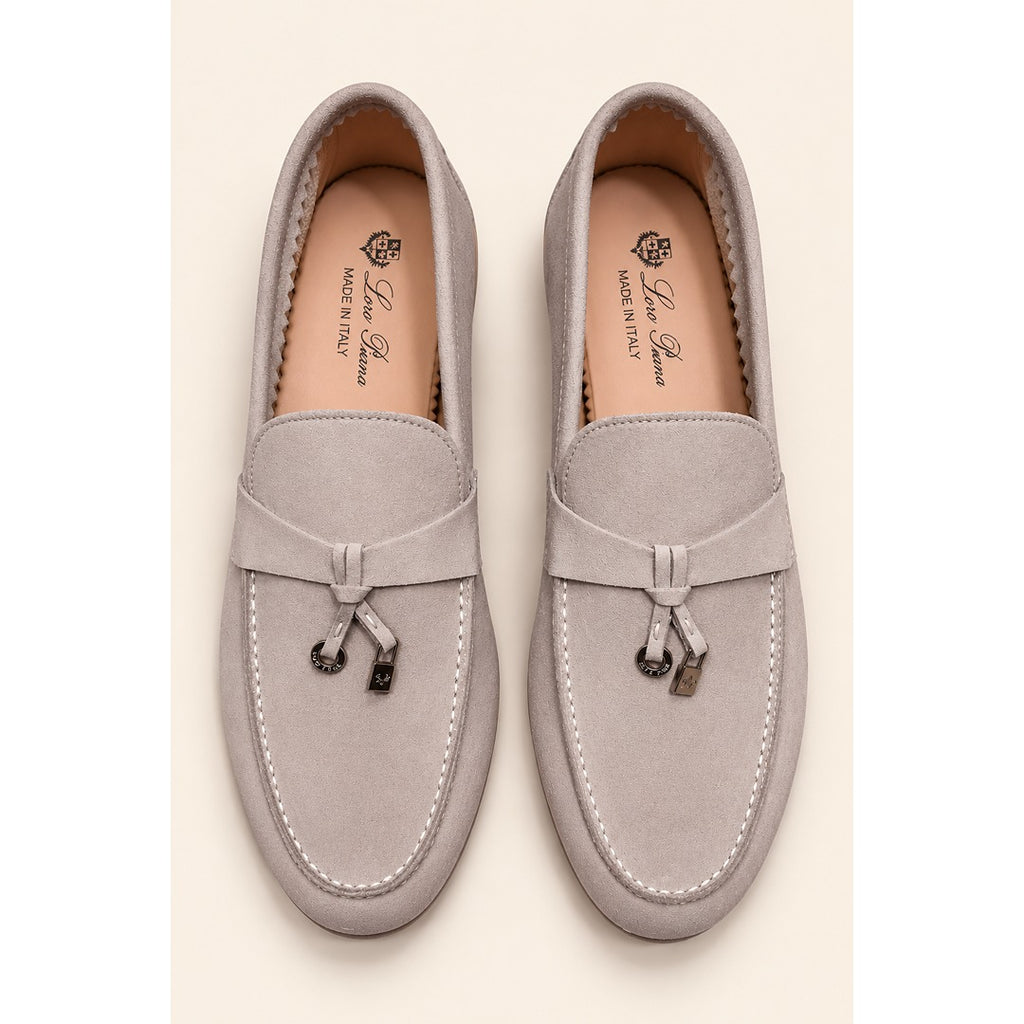 LORO PIANA MENS CHARM BEIGE LOAFER SUEDE