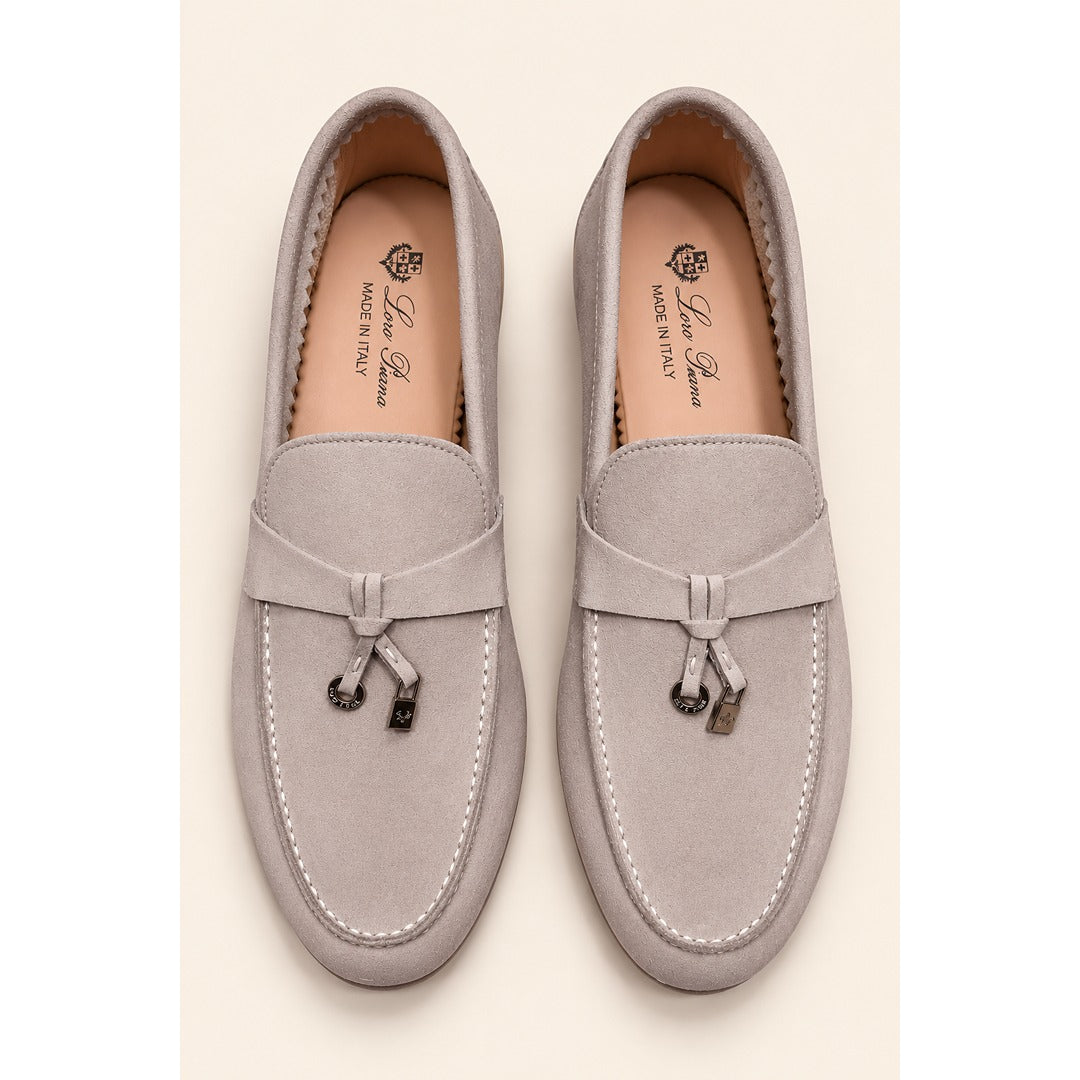 LORO PIANA MENS CHARM BEIGE LOAFER SUEDE
