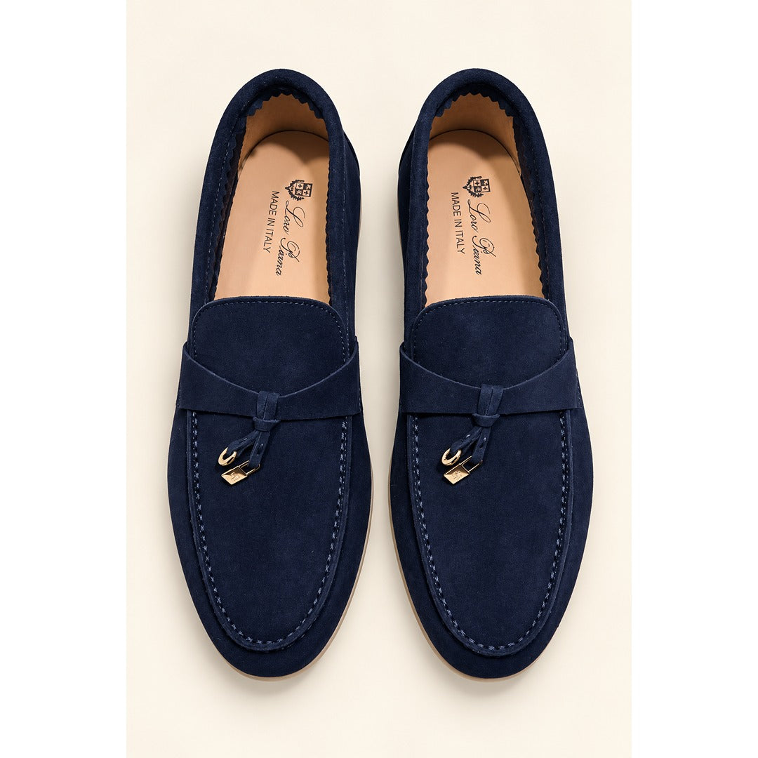 LORO PIANA MENS CHARM DEEP NAVY LOAFER SUEDE