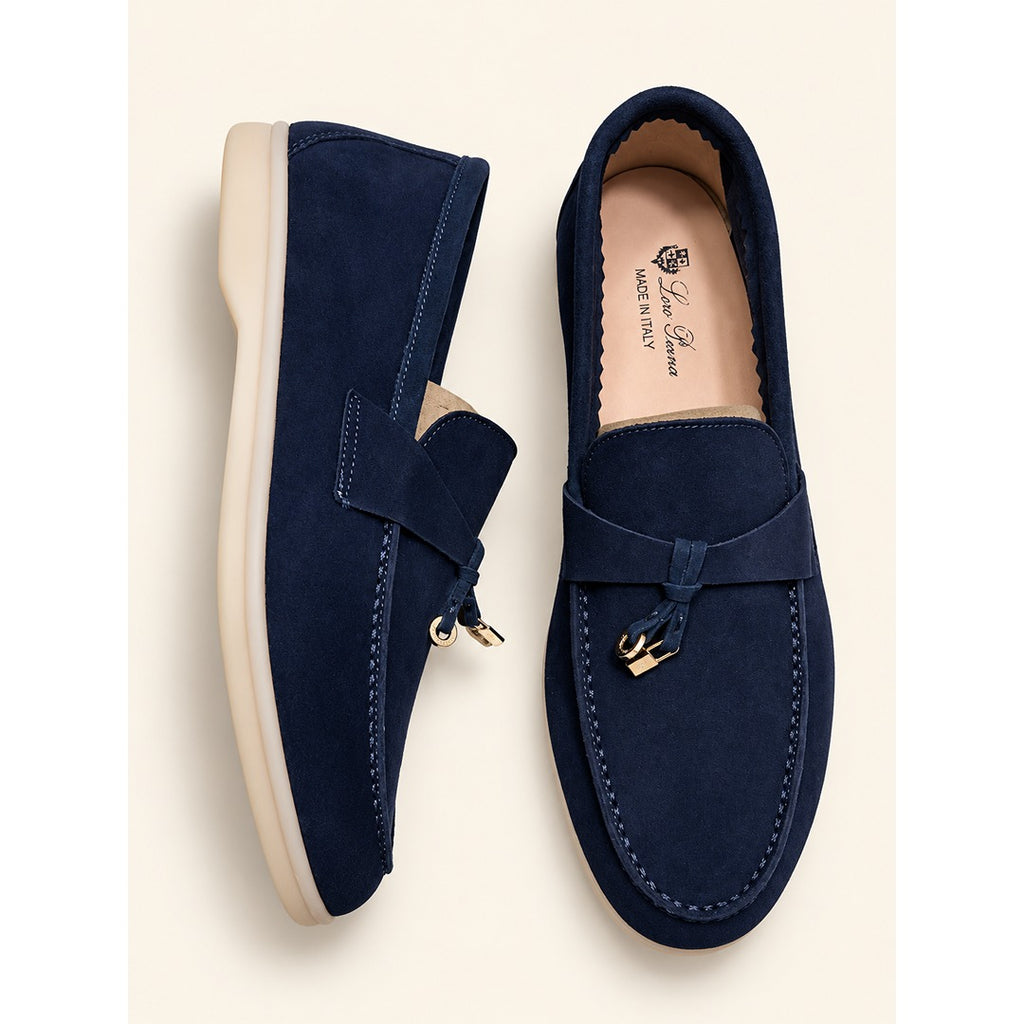 LORO PIANA MENS CHARM DEEP NAVY LOAFER SUEDE