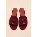 LORO PIANA SUEDE BOW FLAT SANDAL WINE FOR WOMEN
