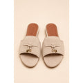 LORO PIANA SUEDE BOW FLAT SANDAL BEIGE FOR WOMEN