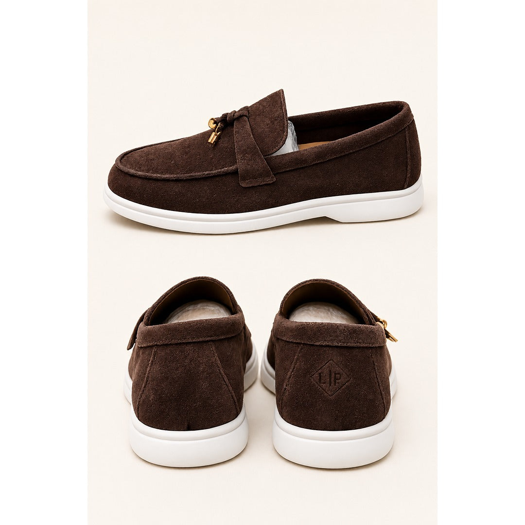 LORO PIANA CHOCOLATE BROWN SUMMER WALK CASUAL BALLET LOAFERS FOR WOMEN