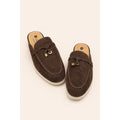 LORO PIANA BROWN SUMMER CHARM BABOUCHE LOAFER SUEDE FOR WOMEN