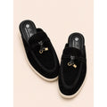 LORO PIANA BLACK SUMMER CHARM BABOUCHE LOAFER SUEDE FOR WOMEN