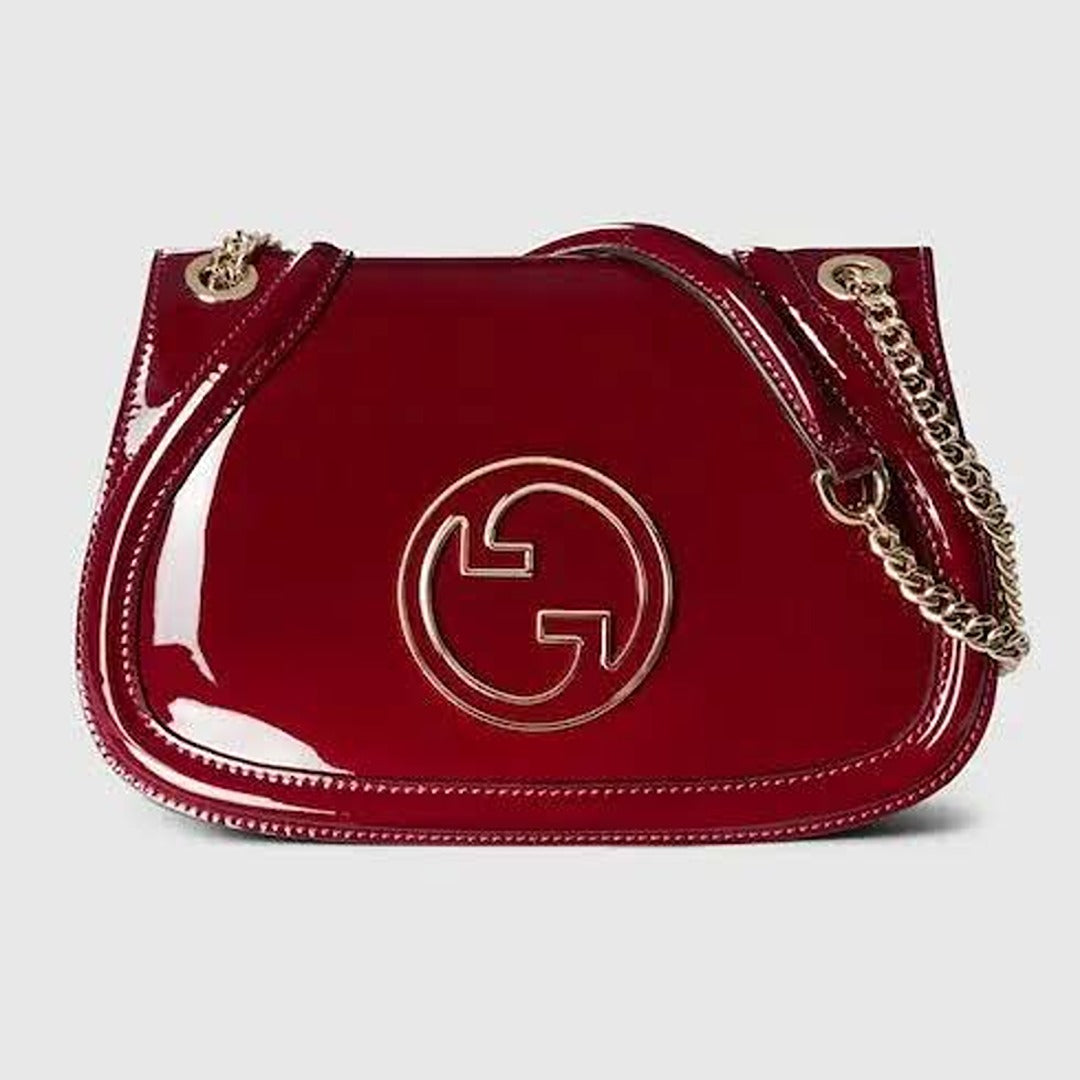 GCI ROSSO ANCORA PATENT SMALL GG BLONDIE SHOULDER BAG