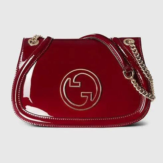 GCI ROSSO ANCORA PATENT SMALL GG BLONDIE SHOULDER BAG
