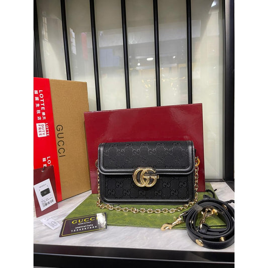 GCI GO SMALL BLACK GG CANVAS SHOULDER BAG