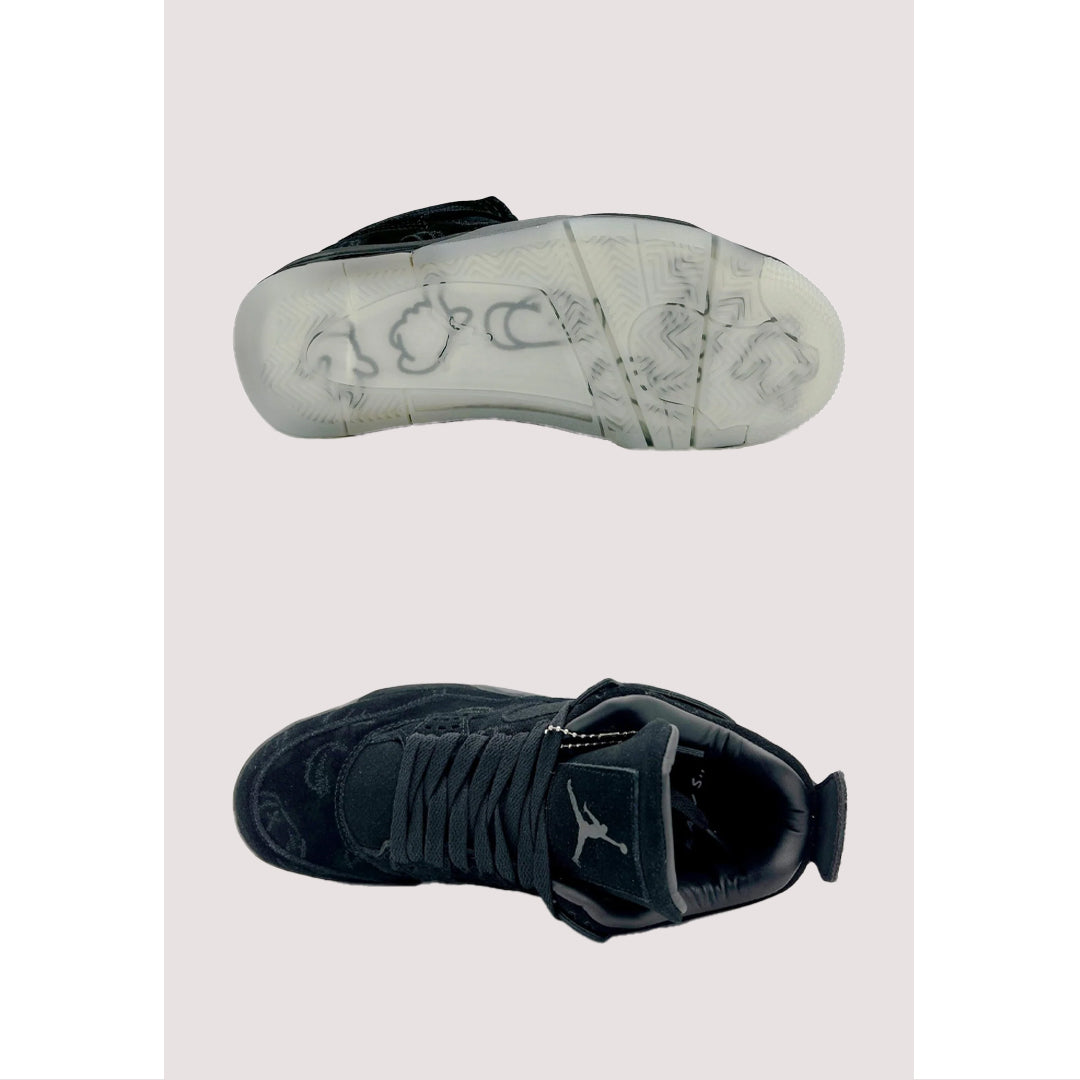 AIR JORDAN 4 RETRO KAWS – BLACK SUEDE GLOW IN THE DARK