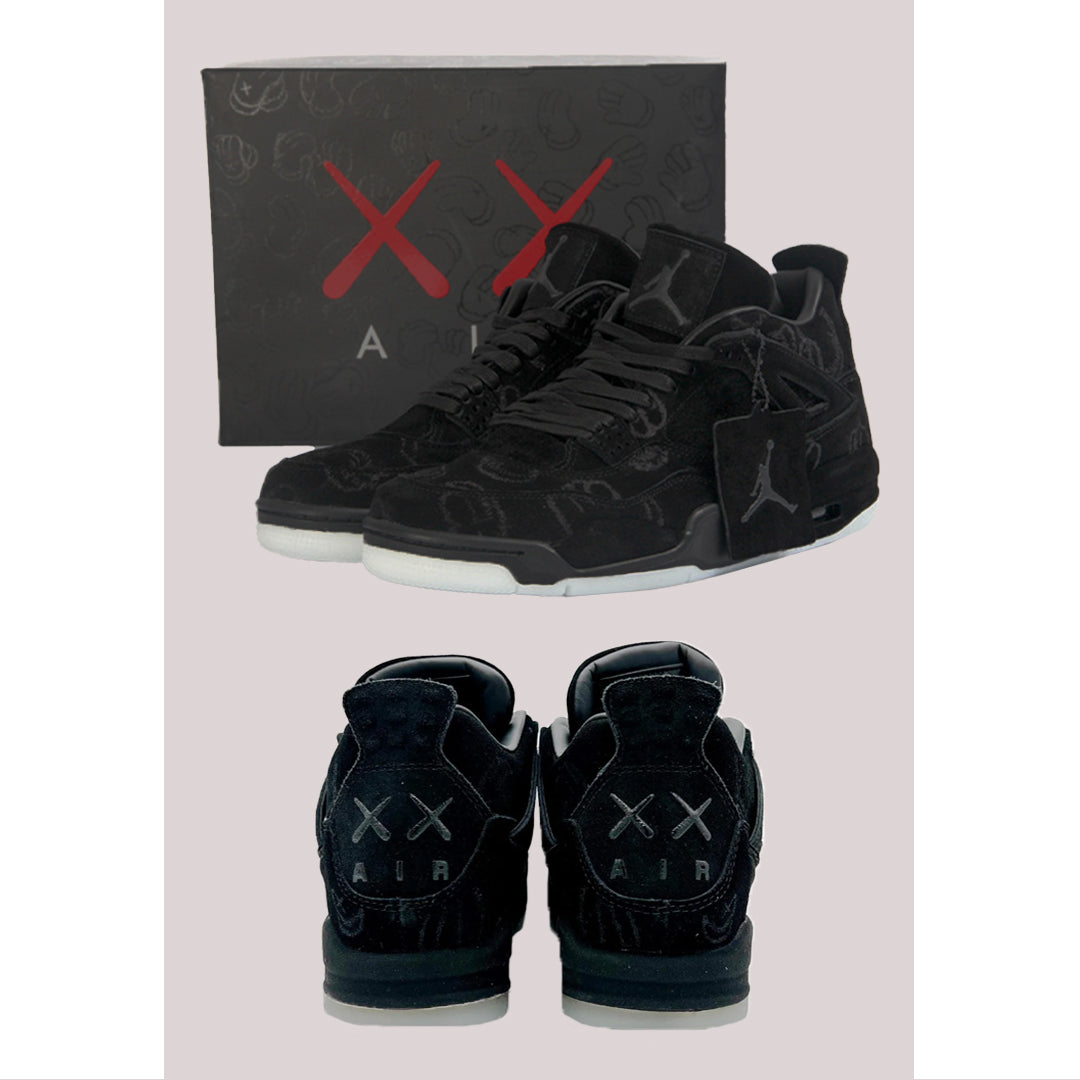 AIR JORDAN 4 RETRO KAWS – BLACK SUEDE GLOW IN THE DARK