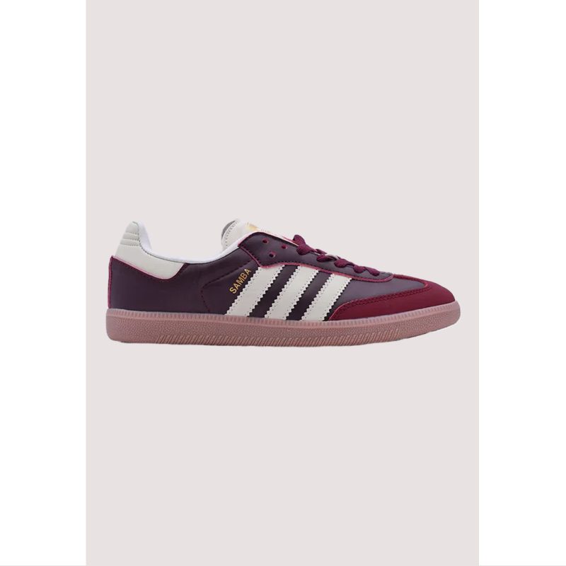 ADAS SAMBA OG MAROON GOLD METALLIC SHOES WOMEN