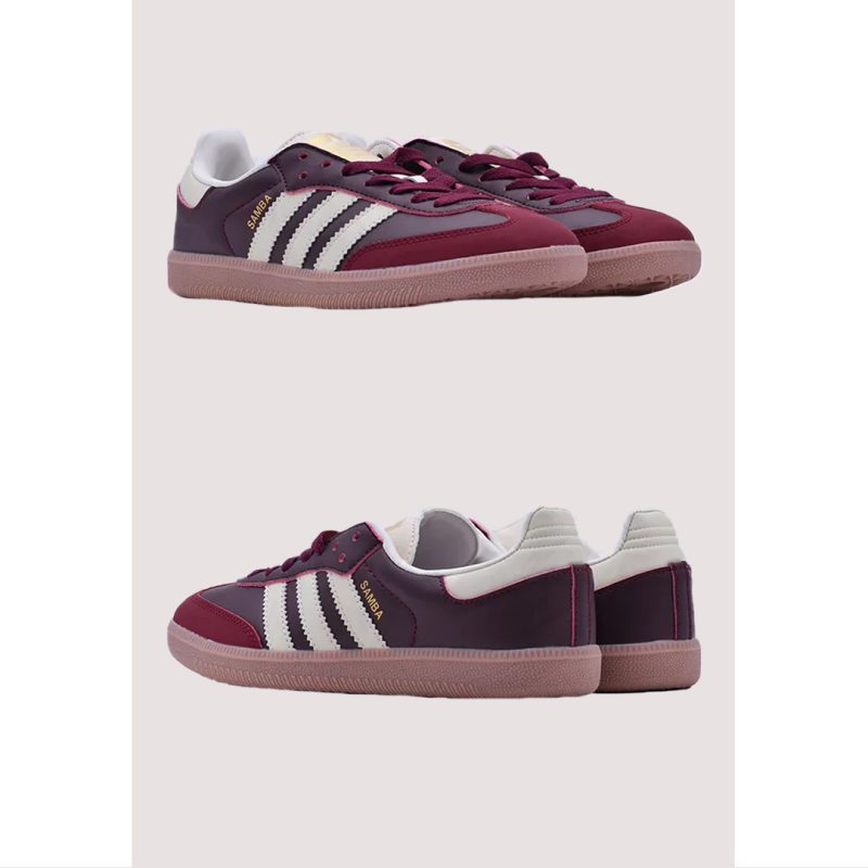ADAS SAMBA OG MAROON GOLD METALLIC SHOES WOMEN