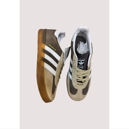 ADIDAS GAZELLE INDOOR COFFEE BROWN WHITE WITH GUM SOLE