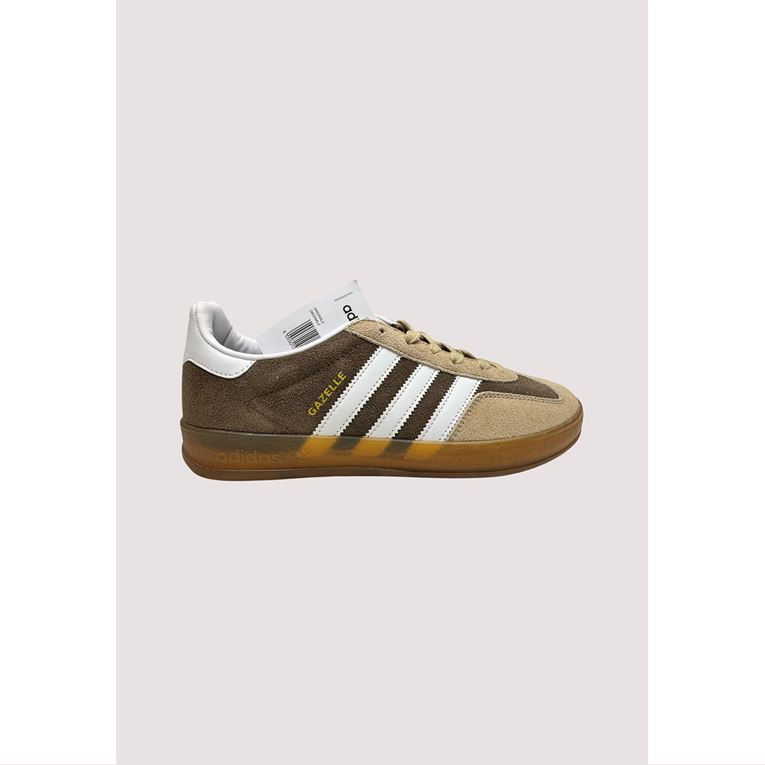 ADIDAS GAZELLE INDOOR COFFEE BROWN WHITE WITH GUM SOLE