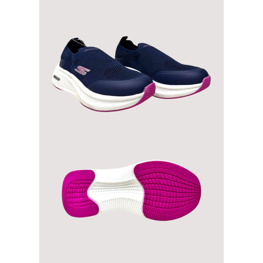 SKECHERS NAVY PINK-WHITE SLIP ON WOMEN SHOES