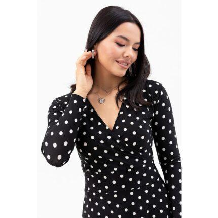 Polka Dotted Double Breasted Patterned Dress