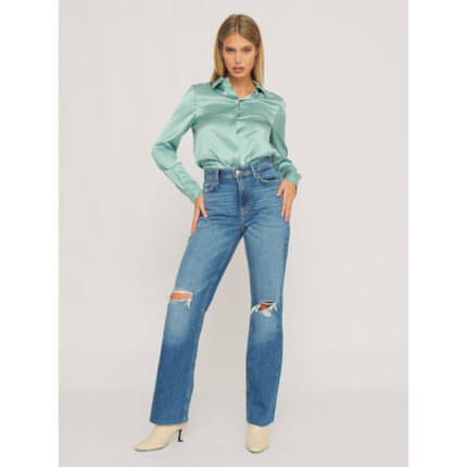 Guess 80’s Straight High Rise Crop Ripped Jeans