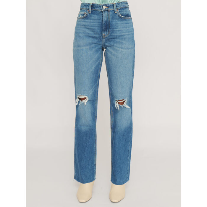 Guess 80’s Straight High Rise Crop Ripped Jeans