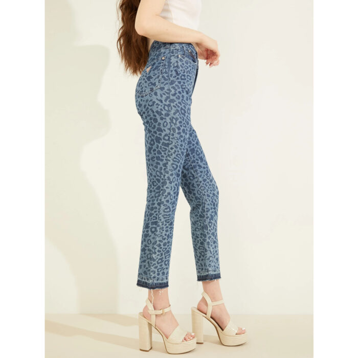 Guess Eco Leopard Crop Straight Girly High Rise Jeans