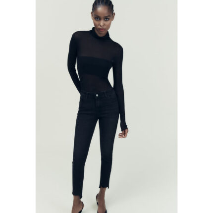 ZARA Black Mid Rise Crop Skinny Jeans