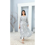 Light Grey Floral Printed Long Dress