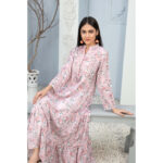 Light Pink Floral Printed Long Dress