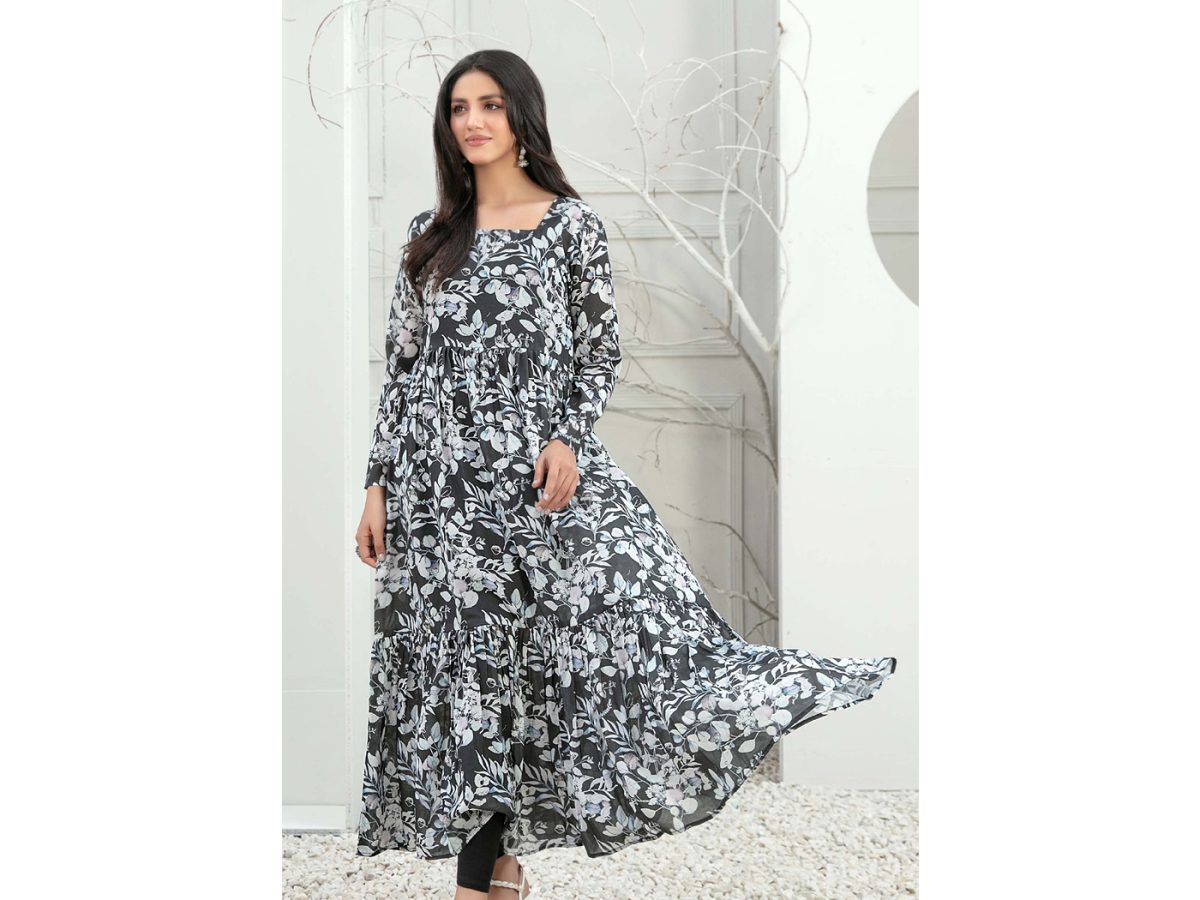 Long flower print dress hotsell