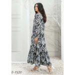 Black Floral Printed Long Dress