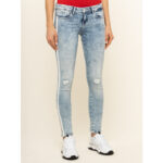 Guess Light Wash Side Stripe Low Skinny Ripped Jeans