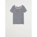 Mango Logo Navy White Lining T Shirt