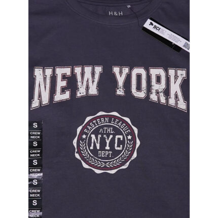 H&H Dark Grey NYC Logo Printed T Shirt