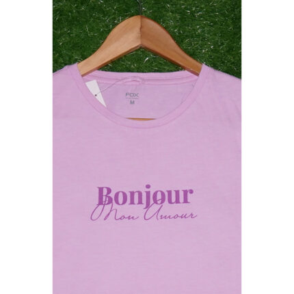 Fox Light Purple Bonjour Printed T Shirt