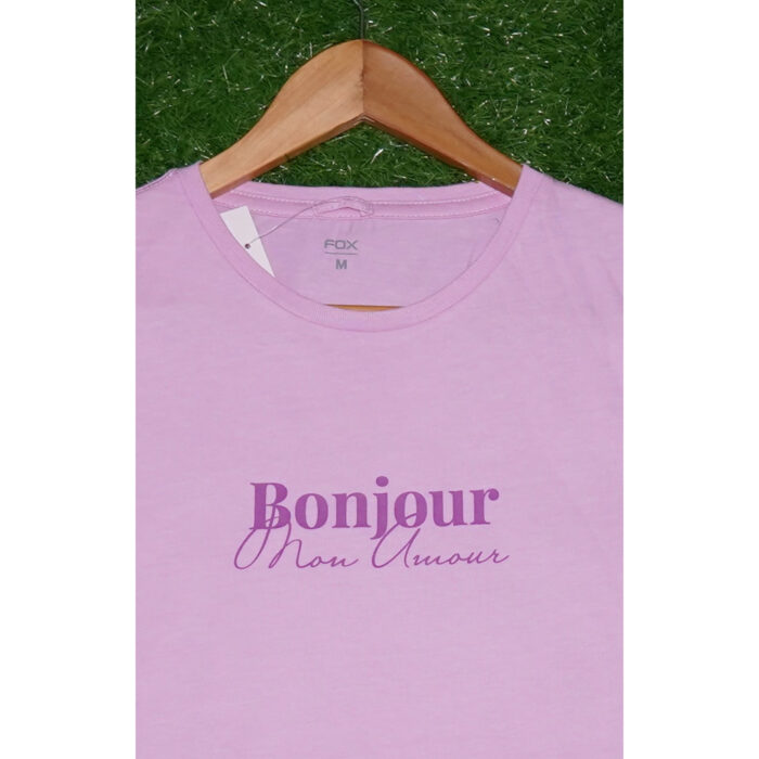 Fox Light Purple Bonjour Printed T Shirt