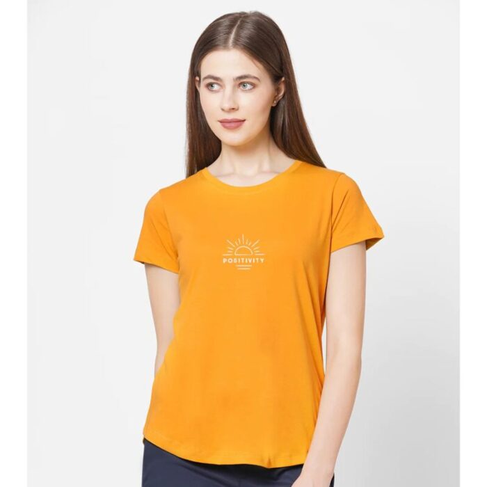 Fox Mustard Positivity Printed T Shirt