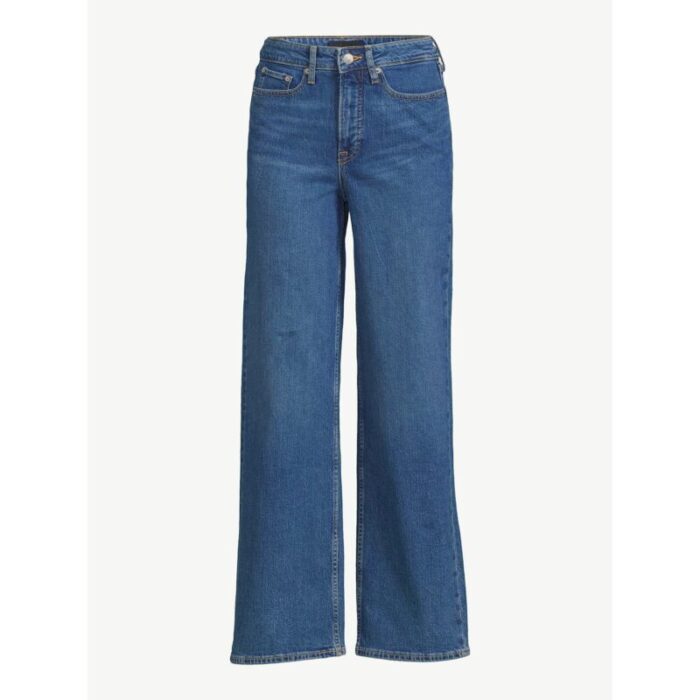 F.A Indigo Full High Rise Wide Leg Straight Jeans