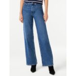 F.A Indigo Full High Rise Wide Leg Straight Jeans