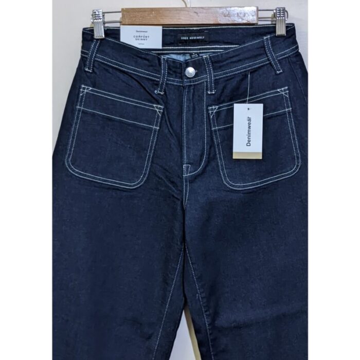 F.A Rinse Wash High Rise Double Pocket Wide Leg Jeans