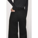 Zara Black Marine High Rise Wide Leg Crop Jeans