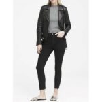 Banana Republic Black High Rise Raw Hem Skinny Jeans