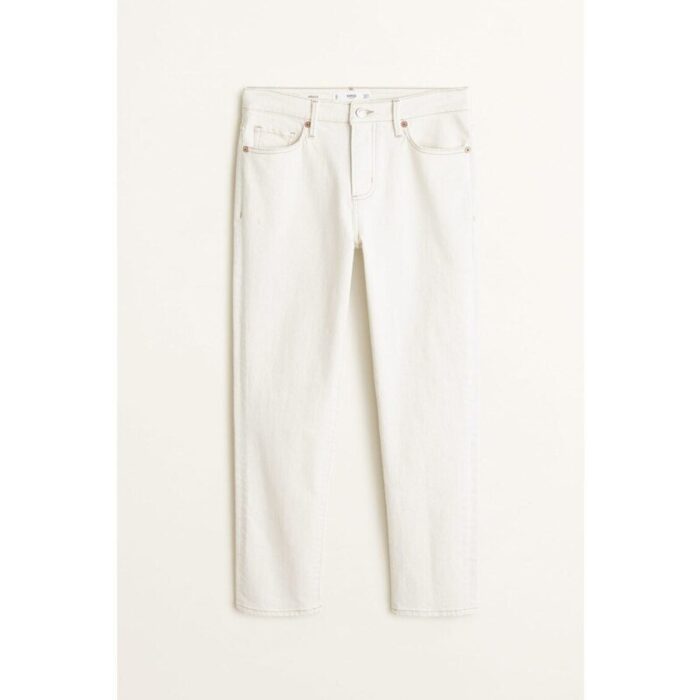 Mango Grace Slim Fit Cream Jeans