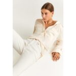 Mango Grace Slim Fit Cream Jeans