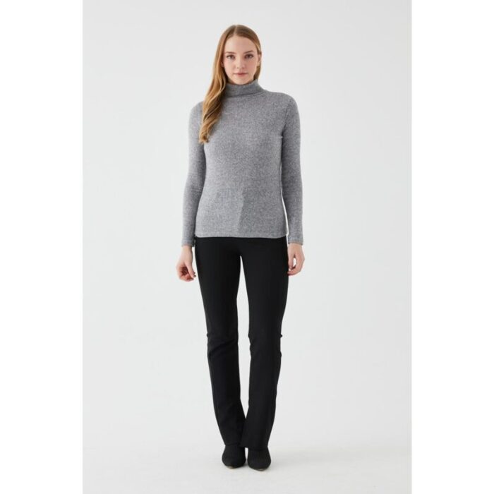 Heather Grey Turtleneck Ribbed Sweater