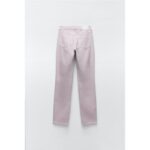 Zara Light Pink High Rise Flare Slit Hem Jeans