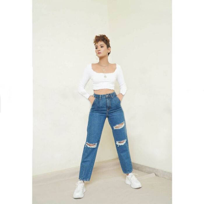 Tally Weijl Blue Slouchy Ripped Jeans