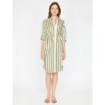 Koton Yellow White Stripe Short Dress