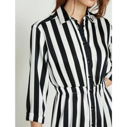 Koton Black White Stripe Short Dress