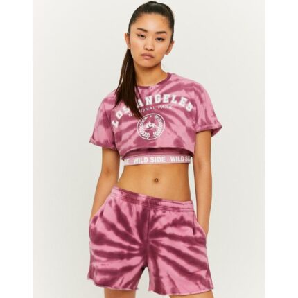 Tally Weijl Pink Crop Tie & Die Oversized T Shirt